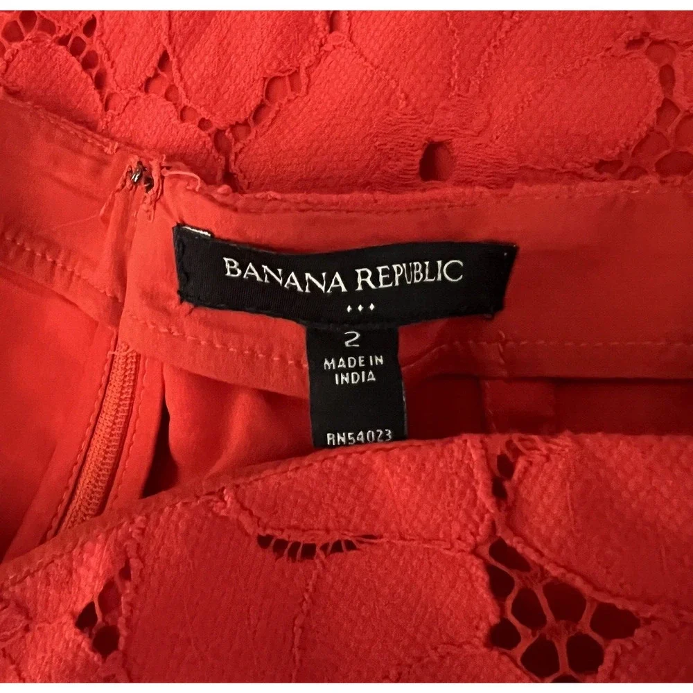 Banana Republic Skirt Womens 2 True Red Lace Pencil Skirt Straight‎ Career Party